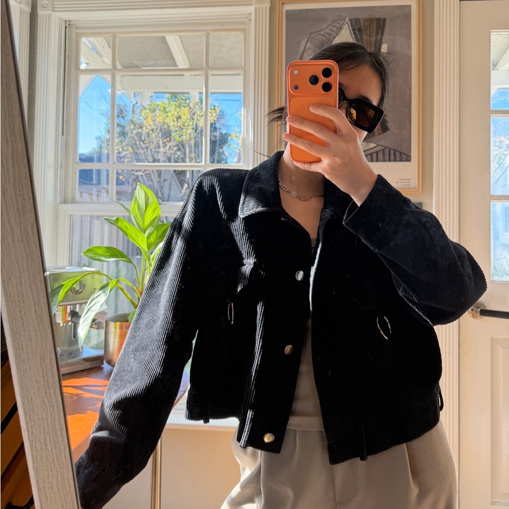 Tiger Mist Black Corduroy Jean Jacket